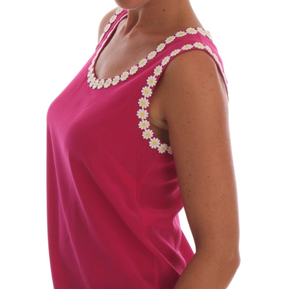 NWT DOLCE & GABBANA Pink Daisy Appliqué Top 10/L - Picture 2 of 7